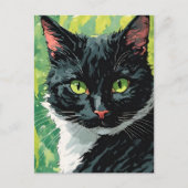 Mooie zwart-witte kat briefkaart (Voorkant)
