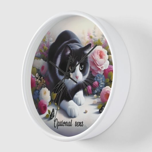 Mooie zwart-witte kat en bloemen (Hoek)