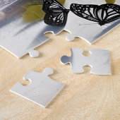 Mooie zwart-witte kat en bloemen legpuzzel (Zijkant)