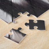 Mooie zwart-witte kat en bloemen legpuzzel (Zijkant)