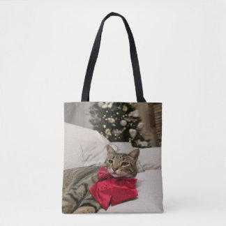Mooie zwart-witte kat tote bag