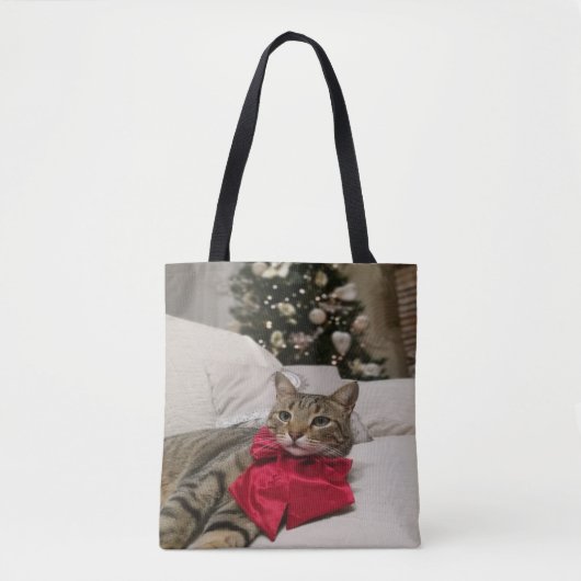 Mooie zwart-witte kat tote bag (Voorkant)