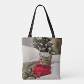 Mooie zwart-witte kat tote bag (Achterkant)