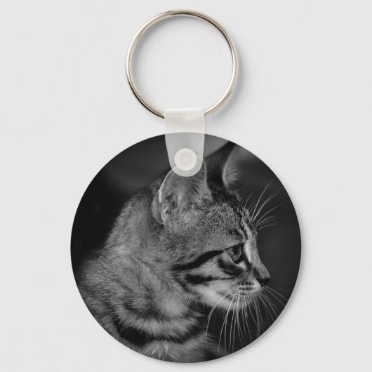 Mooie zwart-witte kitten sleutelhanger (Voorkant)