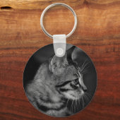 Mooie zwart-witte kitten sleutelhanger (Voorkant)