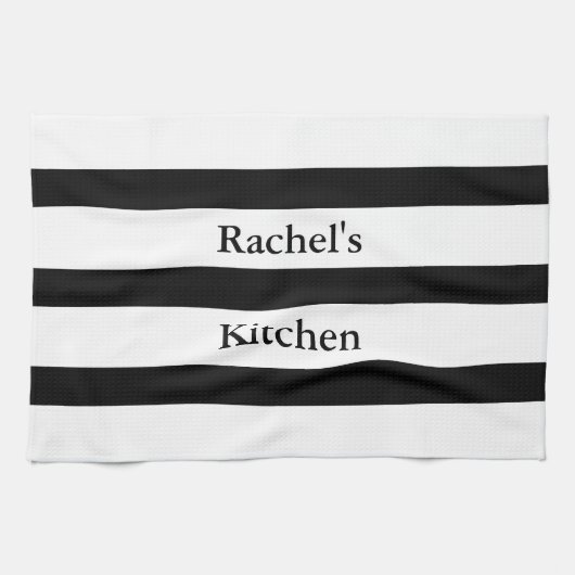 Mooie zwart-witte strepen theedoek (Horizontaal)