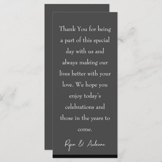 Mooie zwart-witte tafel Dank u kaart (Voorkant / Achterkant)