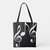 Mooie zwart/witte tassen tas met muzieknoten (Achterkant)