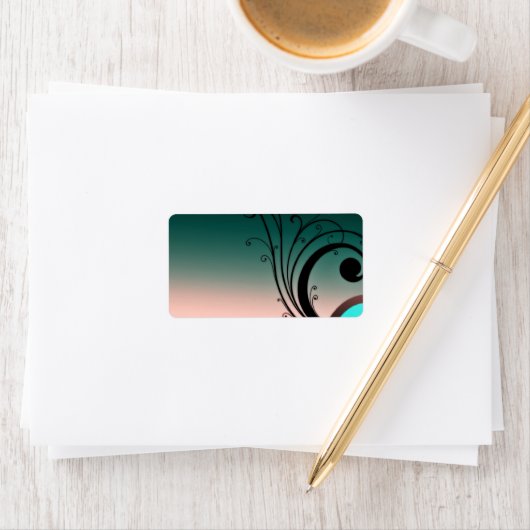 Mooie zwartachtige wervelingen etiket (Insitu)