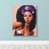 Mooie zwarte Afrikaanse dag van de dode kunst Canvas Afdruk (Insitu (Houten vloer))