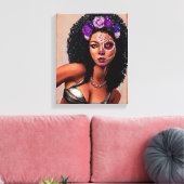 Mooie zwarte Afrikaanse dag van de dode kunst Canvas Afdruk (Insitu (Woonkamer))
