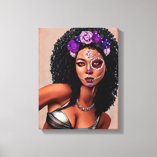 Mooie zwarte Afrikaanse dag van de dode kunst Canvas Afdruk (Voorkant)