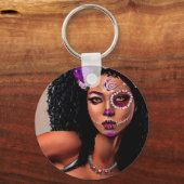 Mooie zwarte Afrikaanse dag van de dode kunst Sleutelhanger (Achterkant)