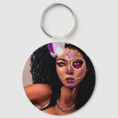 Mooie zwarte Afrikaanse dag van de dode kunst Sleutelhanger (Achterkant)