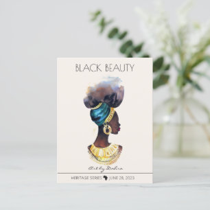 MOOIE ZWARTE AFRIKAANSE KONINGIN GROOT GOUD KETTIN BRIEFKAART