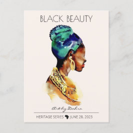 MOOIE ZWARTE AFRIKAANSE KONINGIN GROOT GOUD KETTIN BRIEFKAART