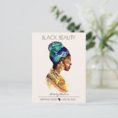 MOOIE ZWARTE AFRIKAANSE KONINGIN GROOT GOUD KETTIN BRIEFKAART (Staand voorkant)