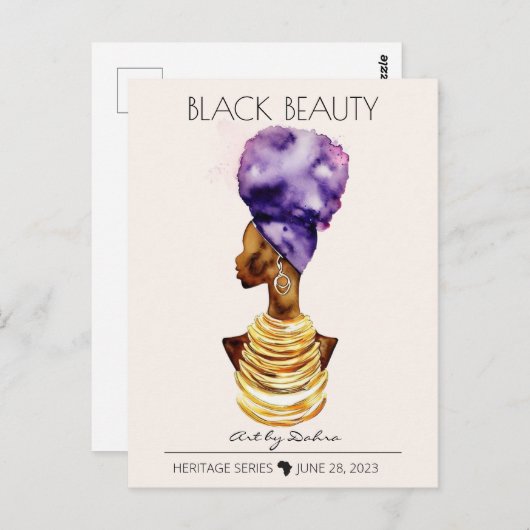 MOOIE ZWARTE AFRIKAANSE KONINGIN GROOT GOUD KETTIN BRIEFKAART (Voorkant / Achterkant)