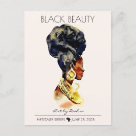 MOOIE ZWARTE AFRIKAANSE KONINGIN GROOT GOUD KETTIN BRIEFKAART