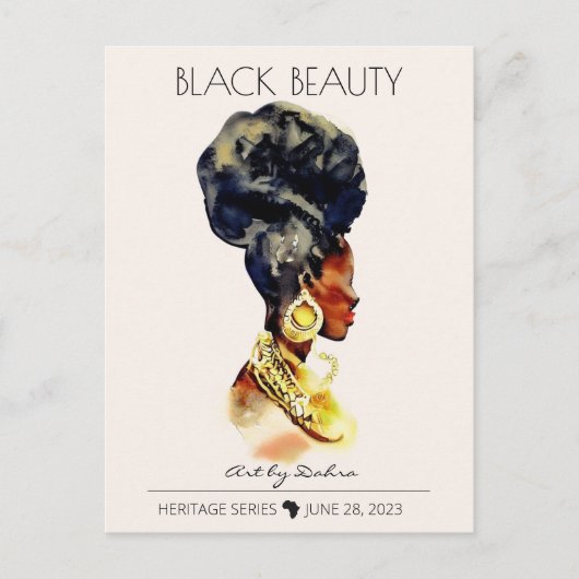 MOOIE ZWARTE AFRIKAANSE KONINGIN GROOT GOUD KETTIN BRIEFKAART (Voorkant)