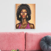 Mooie zwarte Afrikaanse prinses Vrouw Kunst Canvas Afdruk (Insitu (Woonkamer))