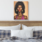 Mooie zwarte Afrikaanse prinses Vrouw Kunst Canvas Afdruk (Insitu (Slaapkamer))