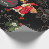 Mooie zwarte Antieke kerst bloem overlay Cadeaupapier (Hoek)