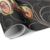 Mooie zwarte Antieke kerst bloem overlay Cadeaupapier (Rol Hoek)