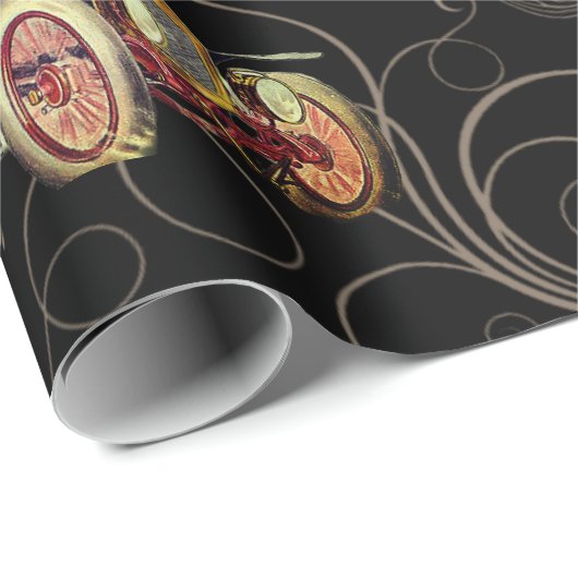 Mooie zwarte Antieke kerst bloem overlay Cadeaupapier (Rol Hoek)