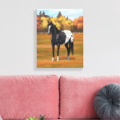 Mooie zwarte Appaloosa Quarter Horse Stallion Canvas Afdruk (Insitu (Woonkamer))