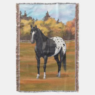 Mooie zwarte Appaloosa Quarter Horse Stallion Deken