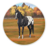 Mooie zwarte Appaloosa Quarter Horse Stallion Keramische Knop (Voorkant)