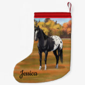 Mooie zwarte Appaloosa Quarter Horse Stallion Kleine Kerstsok (Achterkant)