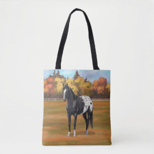Mooie zwarte Appaloosa Quarter Horse Stallion Tote Bag