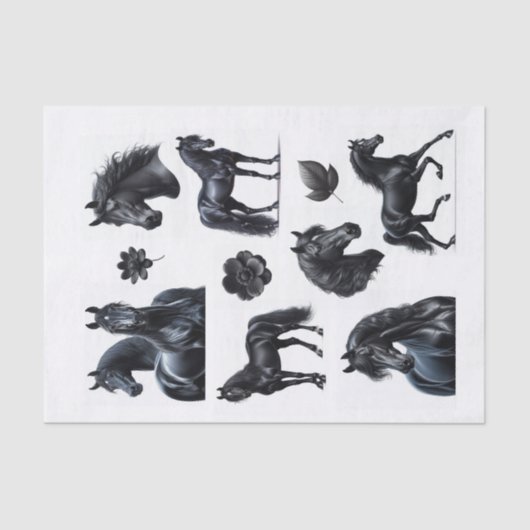 Mooie zwarte Arabische paarden Tissuepapier (Voorkant)