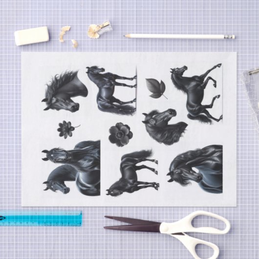 Mooie zwarte Arabische paarden Tissuepapier (Craft)