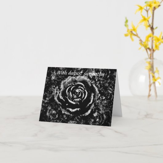 Mooie zwarte begraafplaats roos Gotische sympathie Kaart (Gele Bloem)