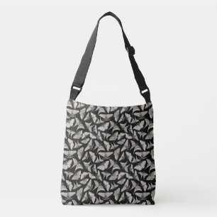 Mooie Zwarte Beige Mot Vlinder Patroon Crossbody Tas
