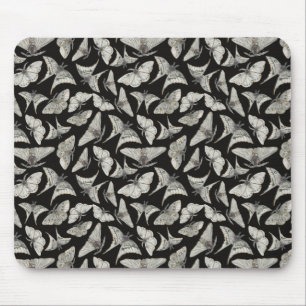 Mooie Zwarte Beige Mot Vlinder Patroon Muismat