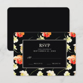 Mooie zwarte bloem - bruiloft RSVP Kaartje (Voorkant / Achterkant)