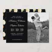 Mooie zwarte bloem - Save the Date (Voorkant / Achterkant)