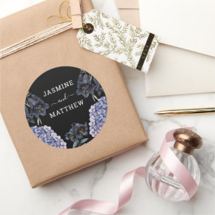 Mooie Zwarte Bloemrijke Klassieke Whimsical Chic B Ronde Sticker