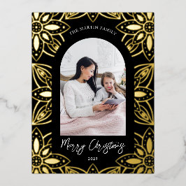 Mooie zwarte botanische foto van Lijst Folie Feestdagen Briefkaart