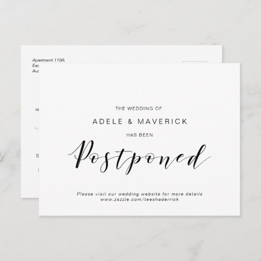 Mooie, zwarte, bruiloft uitgestelde uitnodiging (Voorkant / Achterkant)