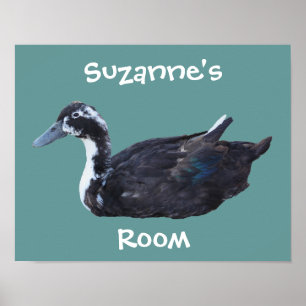 Mooie Zwarte Eend Kinderkamer Persoonlijk Poster