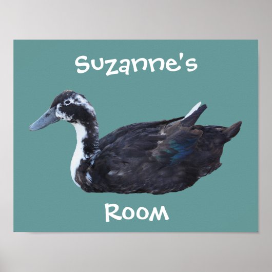 Mooie Zwarte Eend Kinderkamer Persoonlijk Poster (Voorkant)