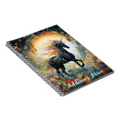 Mooie zwarte eenhoorn aangepaste naam notitieboek (Rechterzijde)