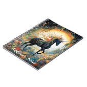 Mooie zwarte eenhoorn aangepaste naam notitieboek (Linkerzijde)