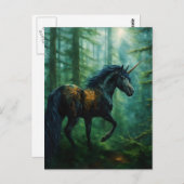 Mooie zwarte eenhoorn in een bos briefkaart (Voorkant / Achterkant)