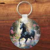 Mooie zwarte eenhoorn Sleutelhanger met aangepaste (Achterkant)